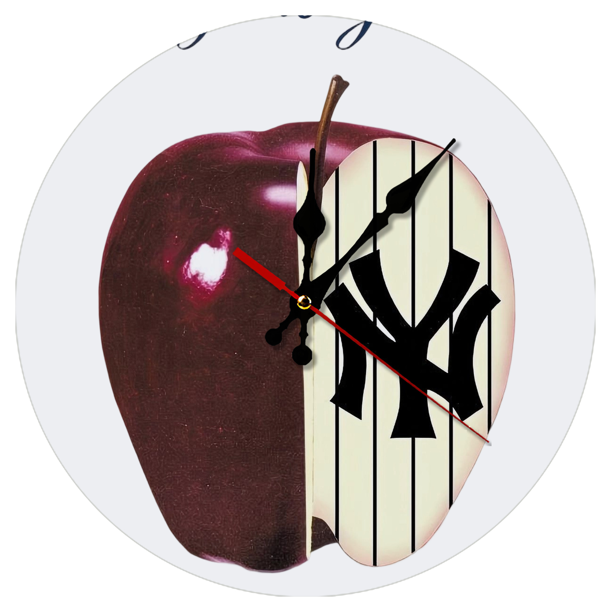 New York Yankees A Slice of The Big Apple Silent Round Wall Clock – Modern & Stylish DIY Design, Durable Wood Construction, Easy To Install – Perfect For Office, Bedroom, Living Room, And More